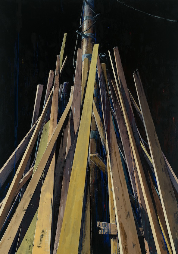 Katrin Brause aka Heichel: Scheitern [Connection], 2013, Öl und Eitempera auf Leinwand, 210 x 300 cm

